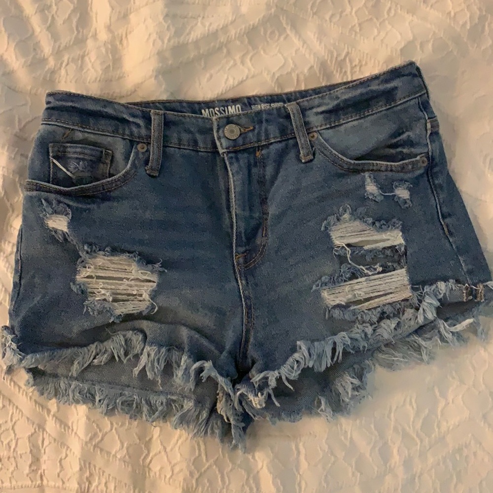 Missimo high rise distressed jean shorts